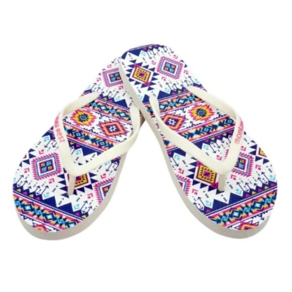 MONTANA WEST Aztec Western Print Flip Flops Sandals large NWT - Picture 1 of 2